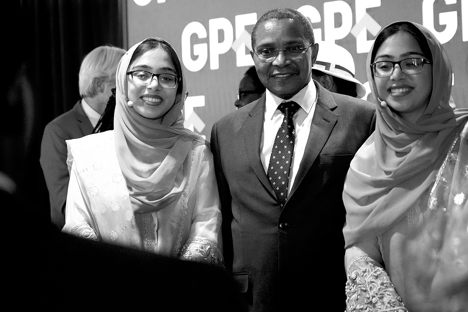 President Kikwete with GPE youth leaders Maryam and Nivaal Rehman.